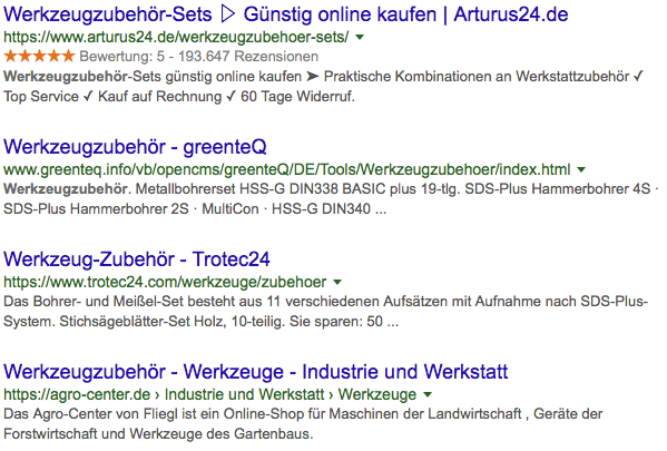 Rich Snippets in der organischen Google-Suche